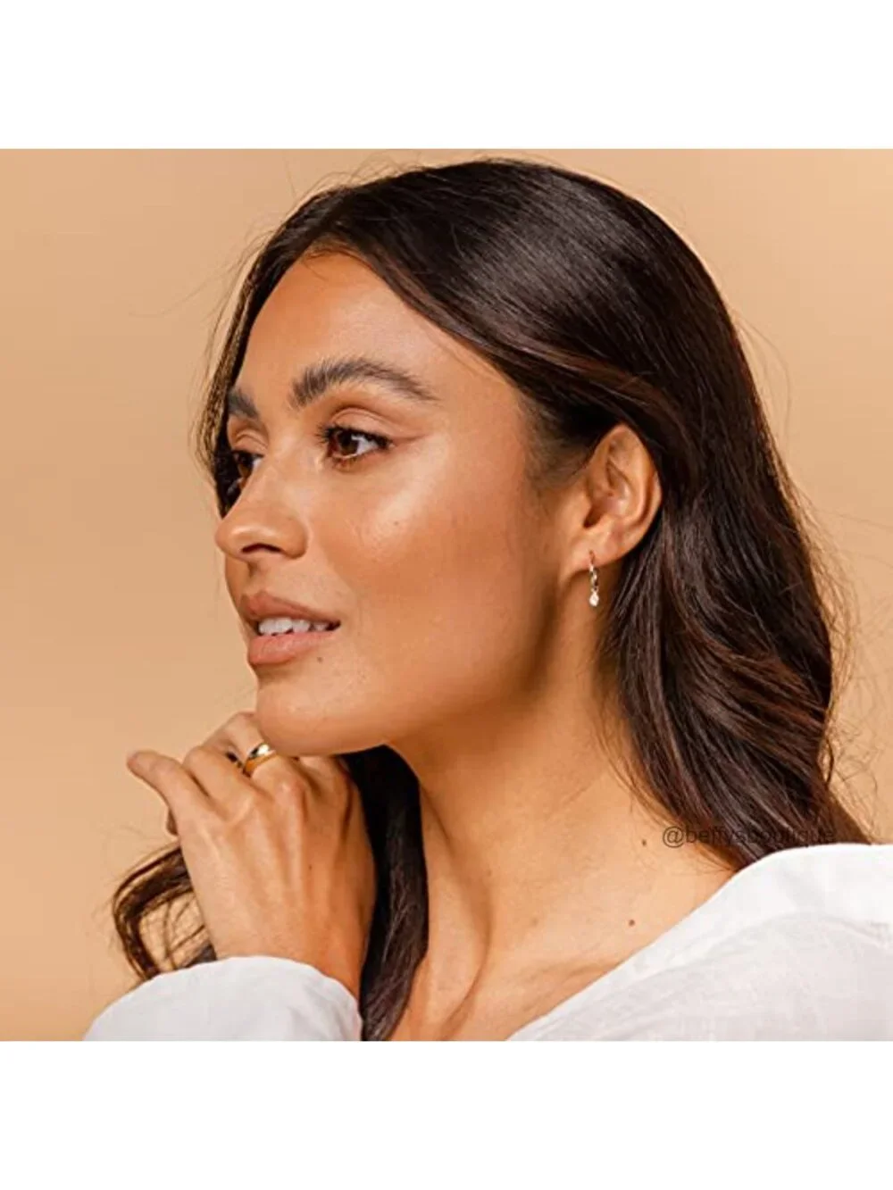 14K Gold Plated Hammered Huggie Hoop Earrings 925 Silver Posts